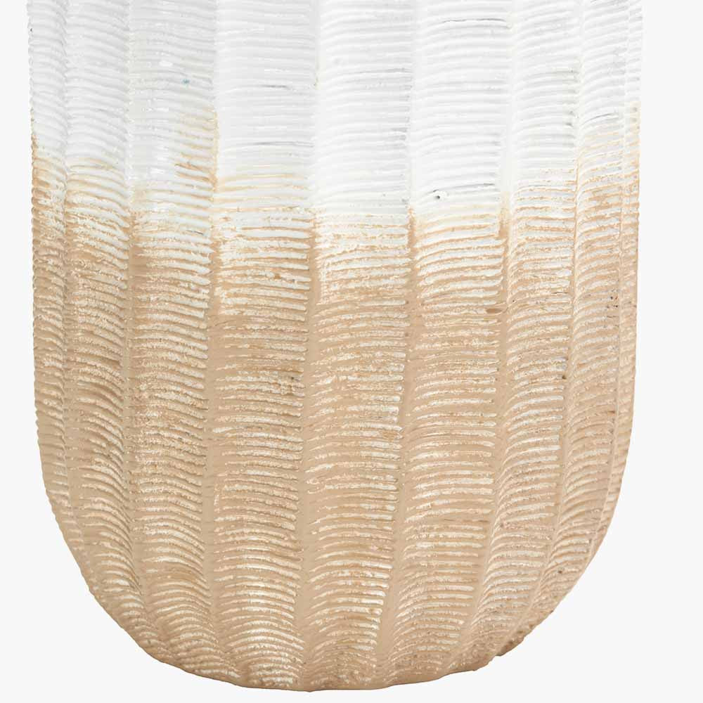Amalia Natural & White Stoneware Textured Vase